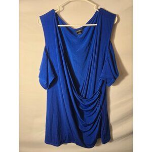 Torrid Blue Blouse Shirt Top Cold Shoulder Tunic Womens Plus Size 5 5X Long